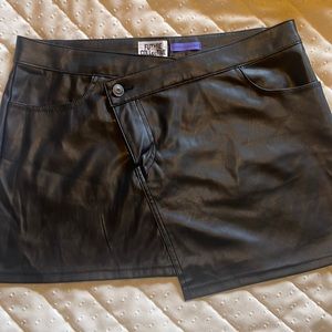 Black a-symmetrical faux leather a line mini